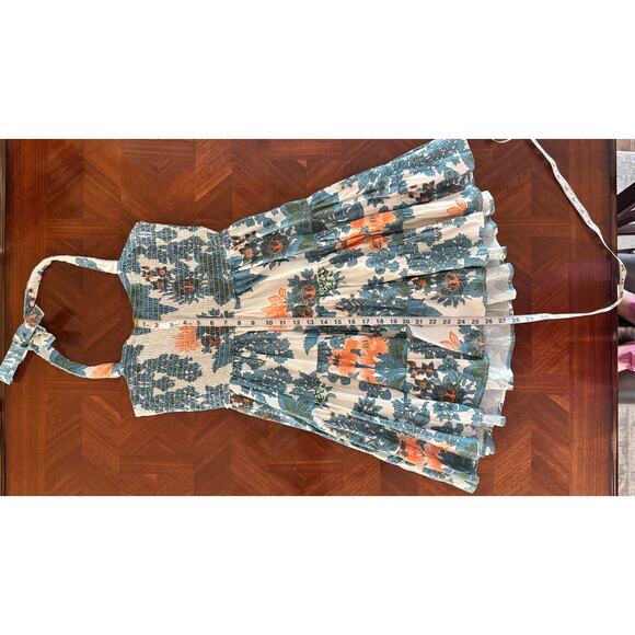 Forever That Girl Floral Smocked Halter Sundress Blue Orange Size S - Picture 15 of 16